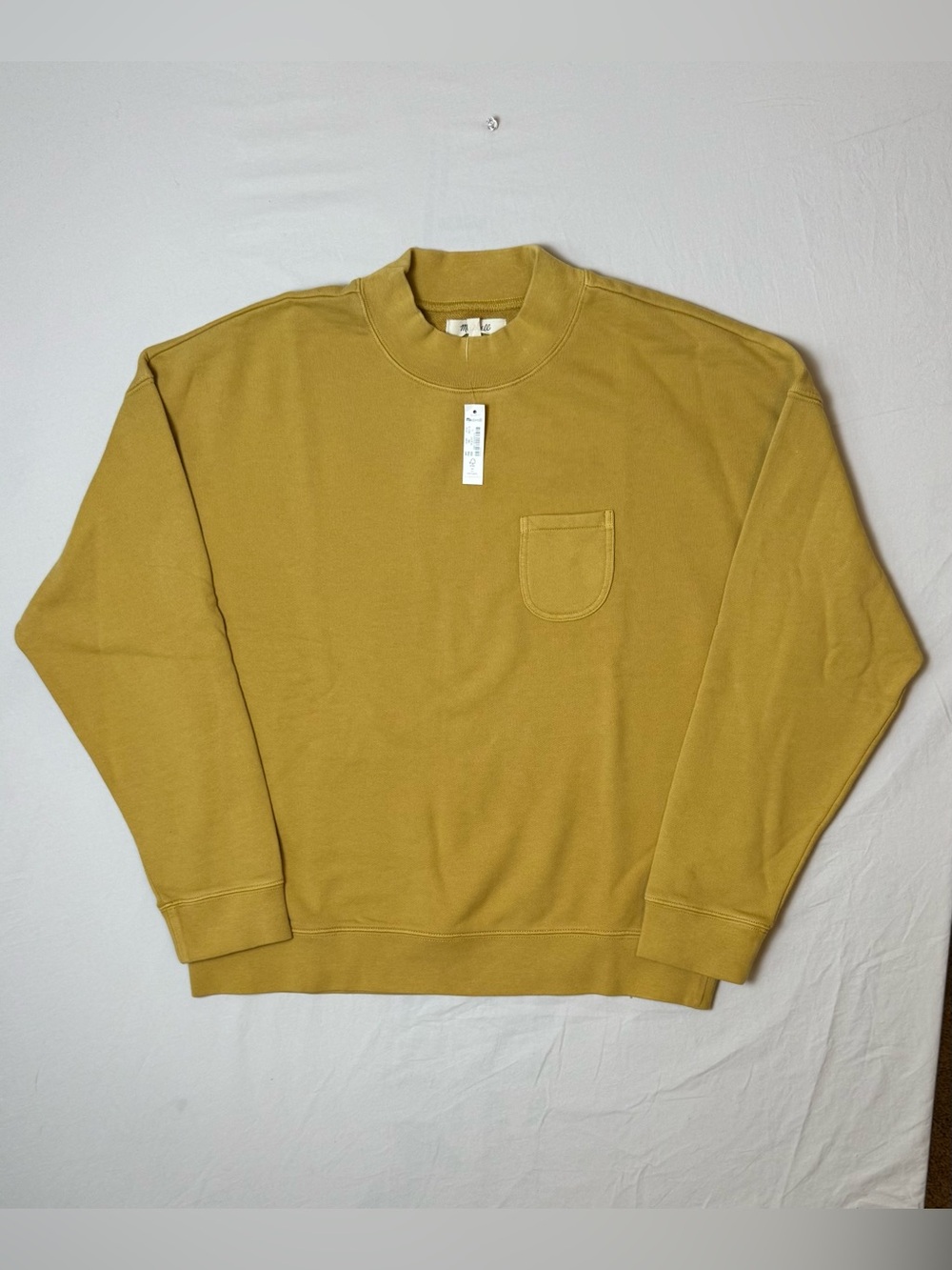 Madewell Women’s Mockneck Sweatshirt in Mustard Yellow New With Tag Size Large